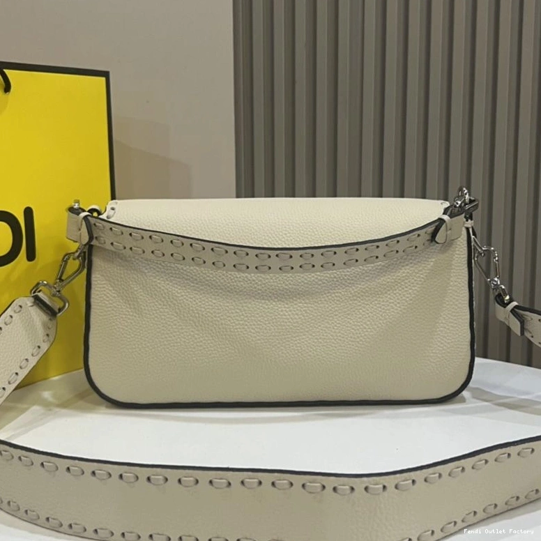 Cheap HOT Cuoio Fendi Selleria In Romano Beige Baguette Leather Bag Medium 0725